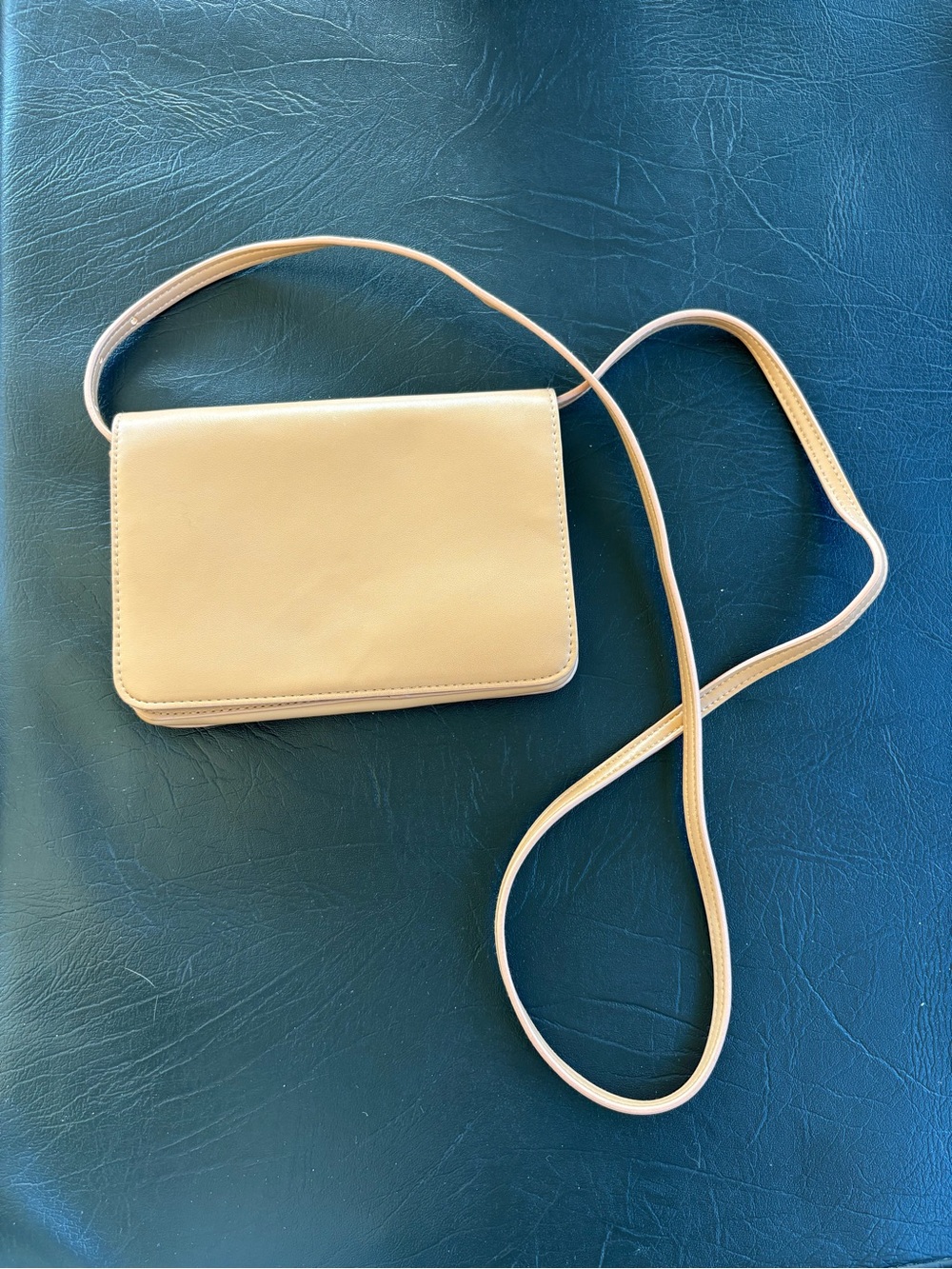 A New Day Tan Faux Leather Crossbody Wallet Bag ID Card Holder
